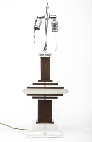 Beautiful 1970's Mid-Century Modernist Lucite Table Lamp In The Style Of Karl Springer