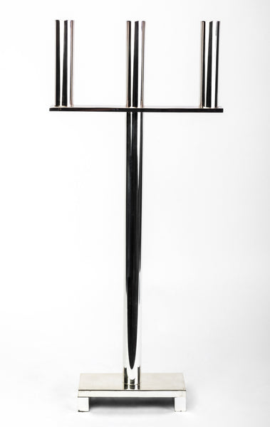 Silver Plated And Lacquered Candlestick In The Style Of Hagenauer