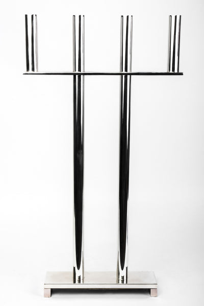 Silver Plated And Lacquered Candlestick In The Style Of Hagenauer