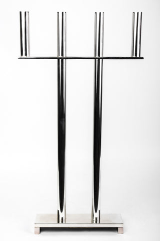 Silver Plated And Lacquered Candlestick In The Style Of Hagenauer