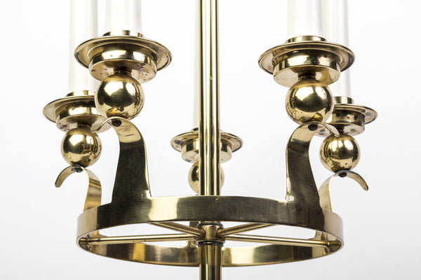 Brass Hardware And Faux Marble Base Table Lamp In The Style of Parzinger