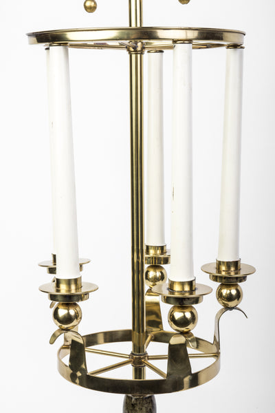 Brass Hardware And Faux Marble Base Table Lamp In The Style of Parzinger