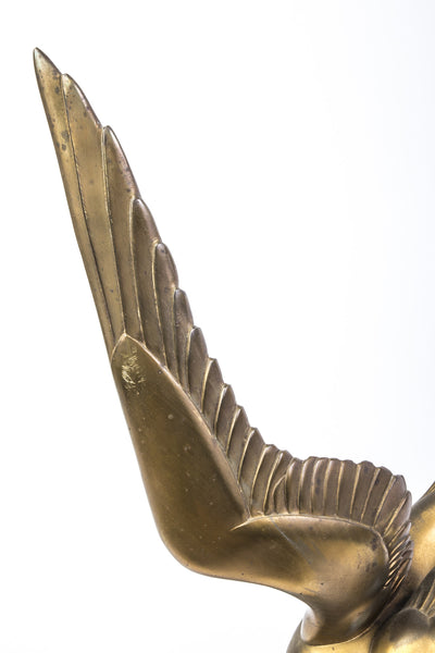 Bronze Sculpture Of Soaring Bird In Black Oval Marble - Art Deco Antiques
 - 2