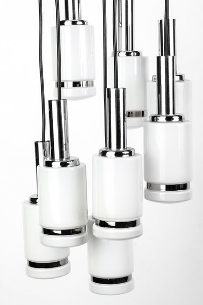 Exceptional Eight-Shades Mid-Century Modernist Pendant Possibly by  Doria - Art Deco Antiques
 - 2