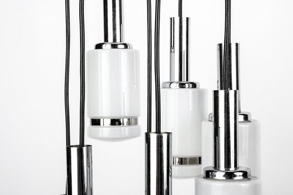 Exceptional Eight-Shades Mid-Century Modernist Pendant Possibly by  Doria - Art Deco Antiques
 - 3