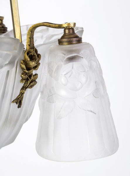 Luxe French Art Deco Chandelier By Degue - Art Deco Antiques
 - 4