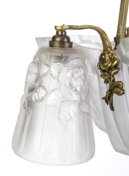 Luxe French Art Deco Chandelier By Degue - Art Deco Antiques
 - 2