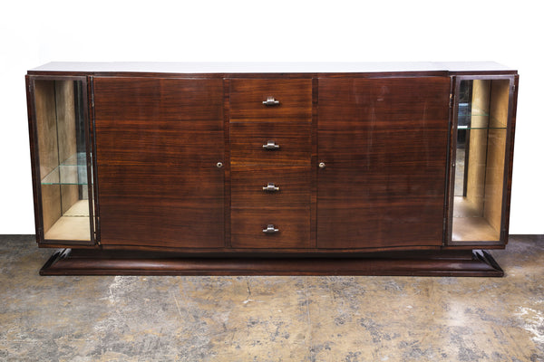 Sleek French Art Deco Buffet / Sideboard With Side Displays - Art Deco Antiques
 - 1