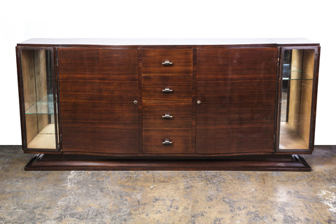 Sleek French Art Deco Buffet / Sideboard With Side Displays - Art Deco Antiques
 - 1