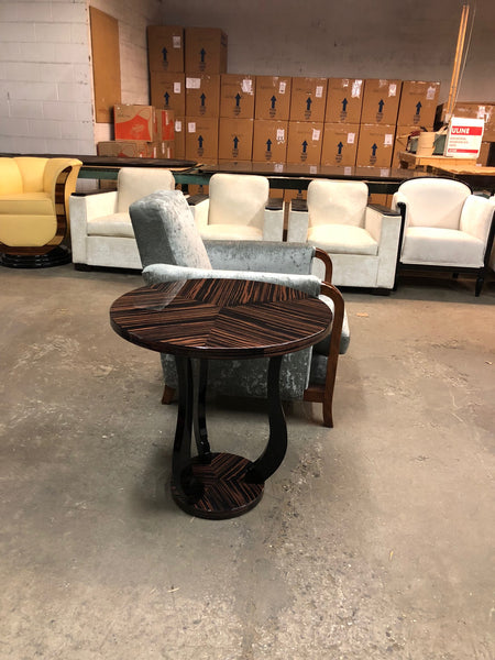 Sensational French Art Deco Style Tulip Side Table In Macassar