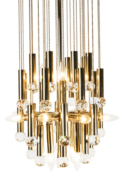 Stunning Ernst Palme Swarovski Crystal And Gilt Brass Chandelier - Art Deco Antiques
 - 4