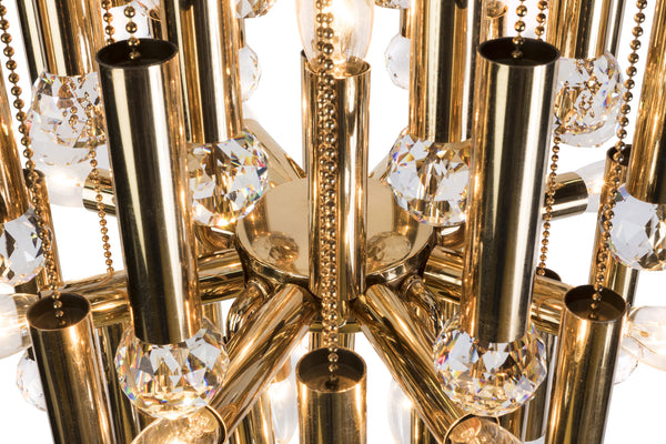Stunning Ernst Palme Swarovski Crystal And Gilt Brass Chandelier - Art Deco Antiques
 - 5