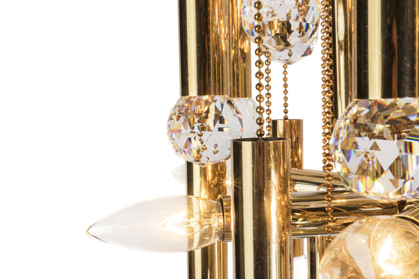 Stunning Ernst Palme Swarovski Crystal And Gilt Brass Chandelier - Art Deco Antiques
 - 6