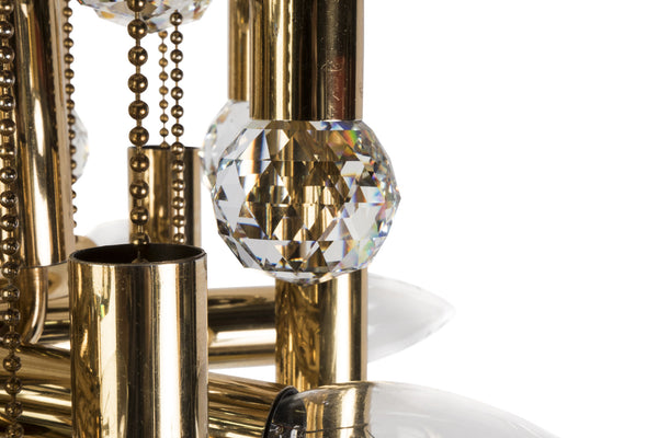 Stunning Ernst Palme Swarovski Crystal And Gilt Brass Chandelier - Art Deco Antiques
 - 7