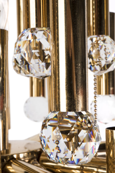 Stunning Ernst Palme Swarovski Crystal And Gilt Brass Chandelier - Art Deco Antiques
 - 8