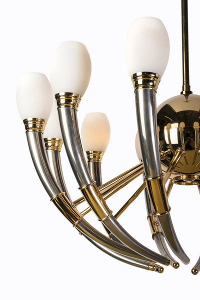 Gorgeous 13-Light Silver, Gold & Opal Glass Regency Chandelier - Art Deco Antiques
 - 5
