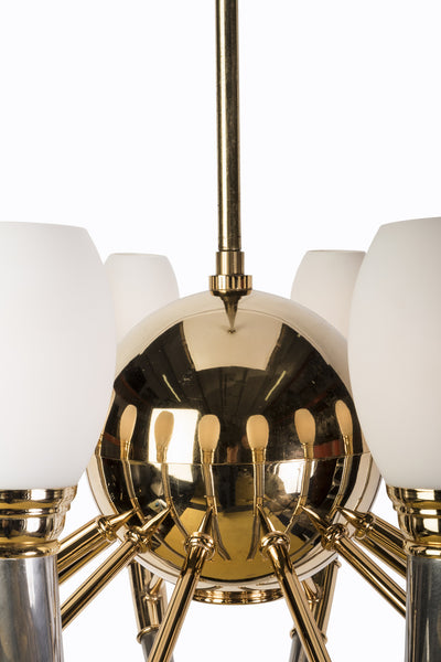 Gorgeous 13-Light Silver, Gold & Opal Glass Regency Chandelier - Art Deco Antiques
 - 6