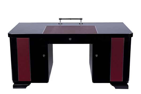 Art Deco Desk With Leather Applications