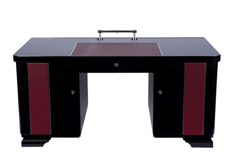 Art Deco Desk With Leather Applications