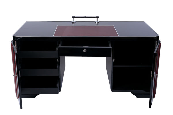 Art Deco Desk With Leather Applications