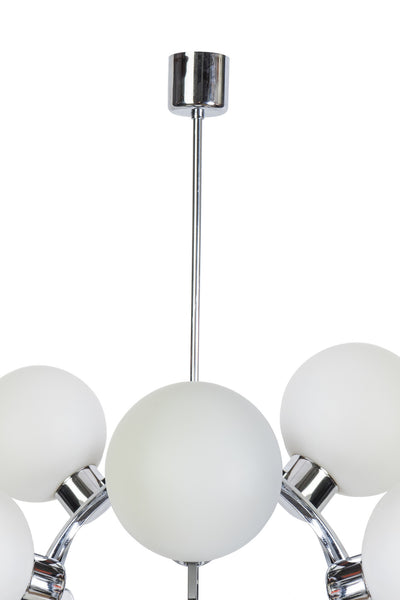 Grand 1970's Mid-Century Modernist 15 Lights Atomic Chrome Sputnik Chandelier
