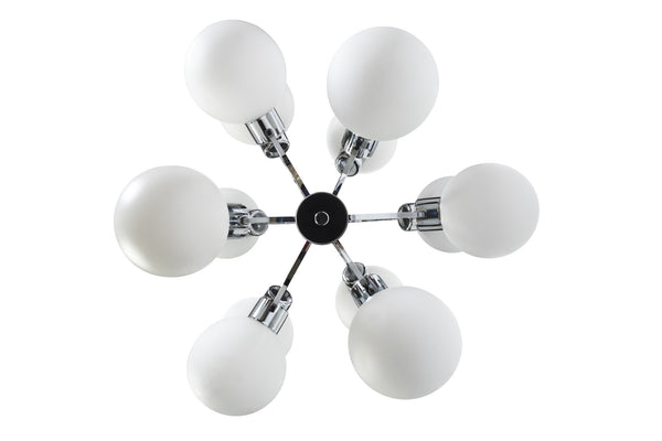 Grand 1970's Mid-Century Modernist 15 Lights Atomic Chrome Sputnik Chandelier