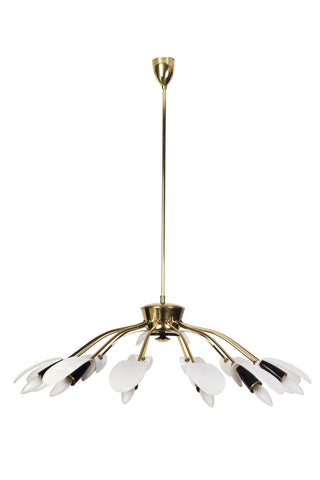 Exceptional 1950's Mid-Century Modernist Black Spider 12-Light German Sputnik Chandelier Pendant