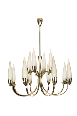 Wonderful 1950's Italian Candelabra Chandelier In The Manner Of Stilnovo