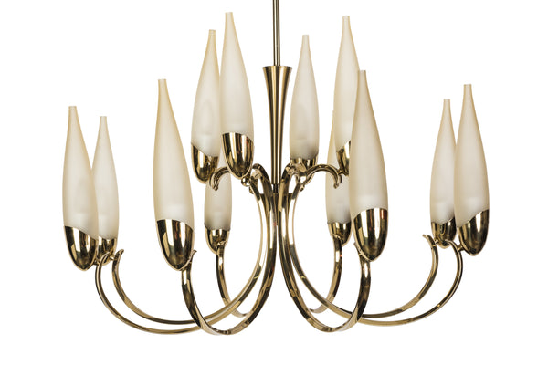 Wonderful 1950's Italian Candelabra Chandelier In The Manner Of Stilnovo