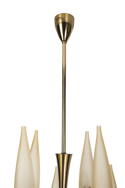 Wonderful 1950's Italian Candelabra Chandelier In The Manner Of Stilnovo