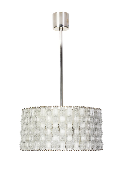 Fantastic Kaiser Primat Ice Textured Crystal Drum Chandelier