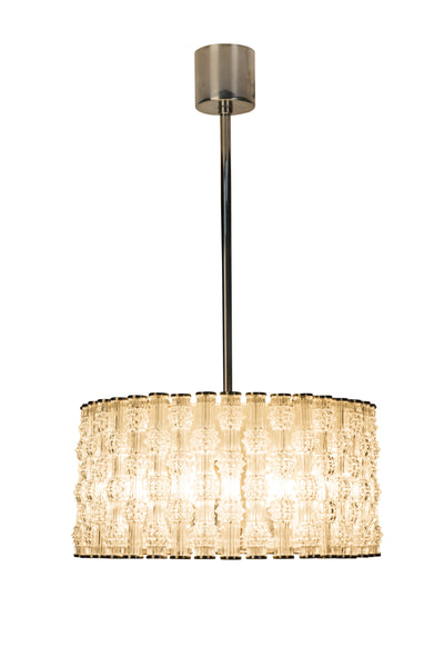 Fantastic Kaiser Primat Ice Textured Crystal Drum Chandelier