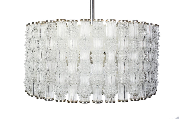 Fantastic Kaiser Primat Ice Textured Crystal Drum Chandelier