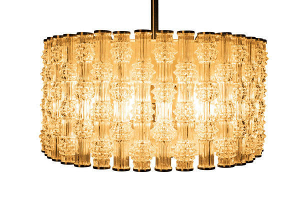 Fantastic Kaiser Primat Ice Textured Crystal Drum Chandelier