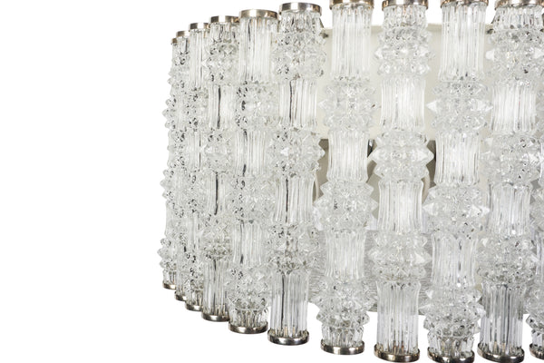 Fantastic Kaiser Primat Ice Textured Crystal Drum Chandelier