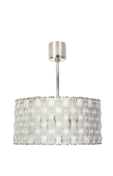 Fantastic Kaiser Primat Ice Textured Crystal Drum Chandelier