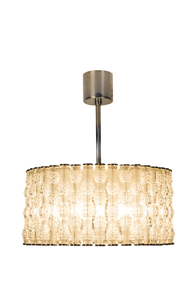 Fantastic Kaiser Primat Ice Textured Crystal Drum Chandelier