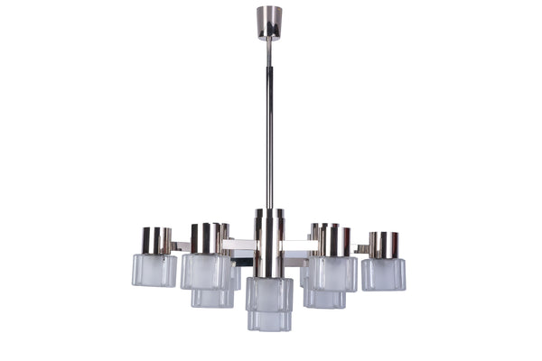 Luxe Mid-Century Cubist Chandelier By Sciolari