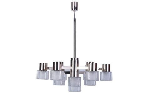 Luxe Mid-Century Cubist Chandelier By Sciolari
