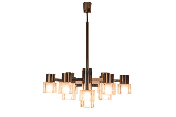 Luxe Mid-Century Cubist Chandelier By Sciolari