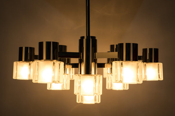 Luxe Mid-Century Cubist Chandelier By Sciolari