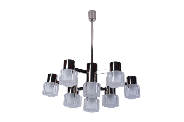 Luxe Mid-Century Cubist Chandelier By Sciolari
