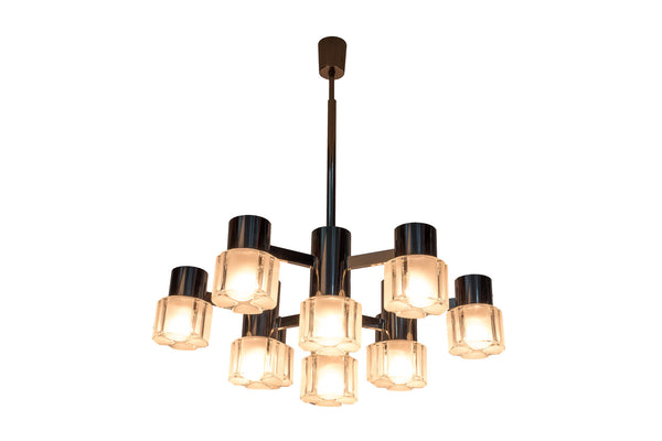 Luxe Mid-Century Cubist Chandelier By Sciolari
