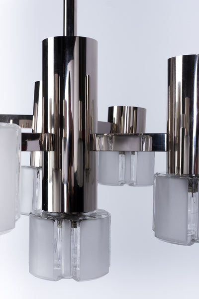 Luxe Mid-Century Cubist Chandelier By Sciolari