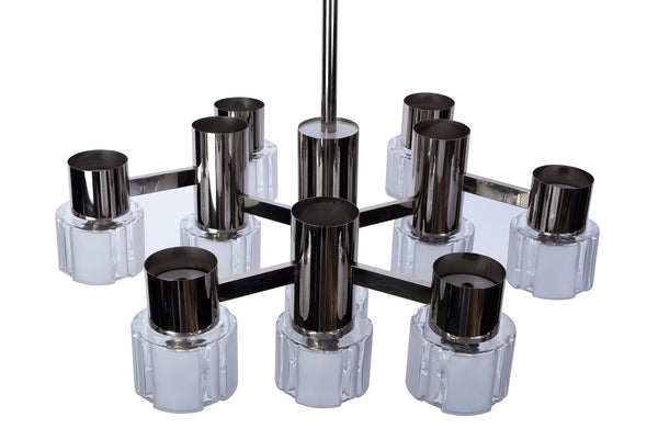 Luxe Mid-Century Cubist Chandelier By Sciolari