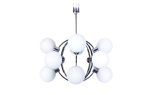 1970's Mid-Century Modernist Atomic Chrome Sputnik Chandelier