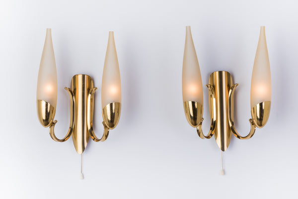 Wonderful Pair of 1950's Italian Candelabra Sconces In The Manner Of Stilnovo