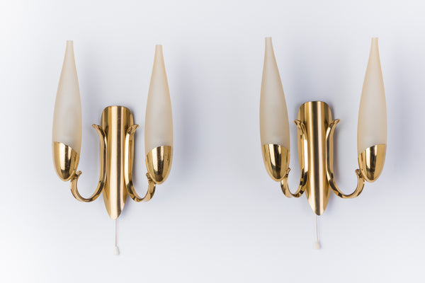 Wonderful Pair of 1950's Italian Candelabra Sconces In The Manner Of Stilnovo