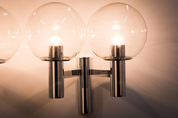 Pair Of Chrome And Glass Wall Sconces by OTT International