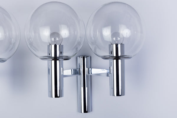 Pair Of Chrome And Glass Wall Sconces by OTT International
